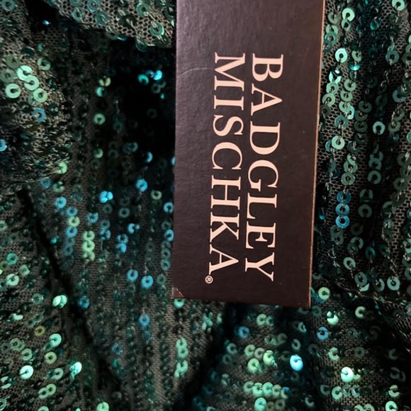 Badgley Mischka Sequin Christmas Party Dress Peacock teal greenish blue Sz 6 NWT - Picture 7 of 14